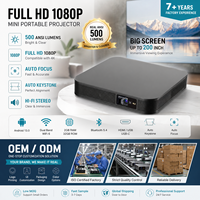 Projecteur DLP AI portable S500 mini, très vendu, résolution 4K, 600 lumens ANSI, mise au point automatique, Android OS, 3M 3D Full HD, connectivité Wi-Fi