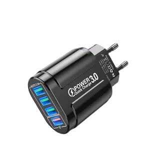 Cargador USB de 48W para móvil, dispositivo de carga rápida QC 3,0, para iPhone 14, 13, Samsung, Xiaomi, 4 puertos, adaptador de enchufe de la UE y EE. UU. Para viaje