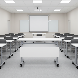 Mesa Plegable de Oficina con Marco Metálico, Escritorio Doble para Instituciones Educativas, Clases de Tutoría, Mesa Larga Móvil y Conectable - Product Image 2