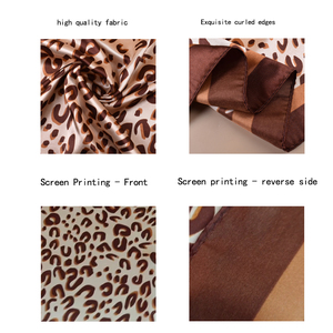 Sciarpa di Moda Femminile Personalizzata in Poliestere 90*90, Scialle in Raso di Seta con Stampa Serigrafica, Grande Foulard Quadrato con Motivo Leopardato - Product Image 3