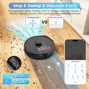 Aspirateur robot intelligent automatique pour la maison avec filtre à eau en plastique HEPA, fonctions de nettoyage humide et sec pour la maison et l'hôtel, prise US - Product Image 5
