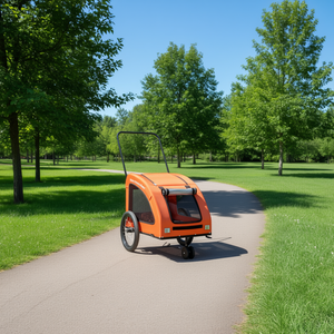 Remorque de vélo pour animaux de compagnie orange à 3 roues en tissu Oxford durable pour transport extérieur - Product Image 2