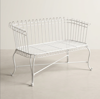 Ensemble de conversation d'extérieur en fil métallique vintage, finition blanche résistante aux intempéries