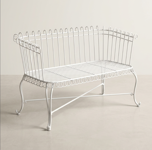 Ensemble <span class=keywords><strong>de</strong></span> conversation d'extérieur en fil métallique vintage, finition blanche résistante aux intempéries - Product Image 3