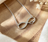 Collier en gros en acier inoxydable avec symbole de l'infini, pendentif délicat en forme de cœur évidé, bijoux Amour Éternel