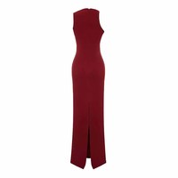 Robe longue sexy sans manches à col licou et fente, imprimée numériquement, pour printemps, été, automne, personnalisable pour fabricants de vêtements