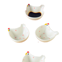 Plat à condiments en porcelaine en forme de poulet Sauce soja Vinaigre Plat à tremper spécial pour une utilisation en fête