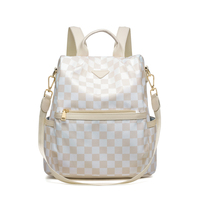 Sac à dos à carreaux pour femme, sac à bandoulière antivol tendance, sac à dos de jour