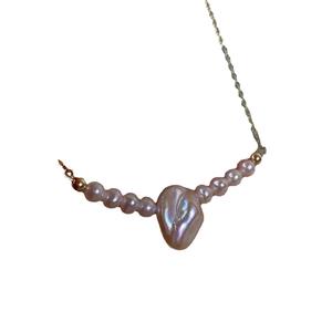 Collar de Perlas de Agua Dulce Naturales con Baño de Oro de 14K, Estilo Barroco, Retro y Elegante para Mujer - Product Image 5