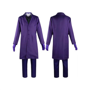 Disfraz de <span class=keywords><strong>Joker</strong></span> de <span class=keywords><strong>Caballero</strong></span> <span class=keywords><strong>Oscuro</strong></span> para Hombre, Chaqueta Larga de Poliéster para Cosplay de Halloween, Incluye Chaqueta de Traje a Juego - Product Image 1