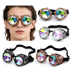 Lunettes de fête steampunk en verre cristal arc-en-ciel pour <span class=keywords><strong>Halloween</strong></span>, lunettes de cosplay avec paillettes punk, kaléidoscope - Product Image 4