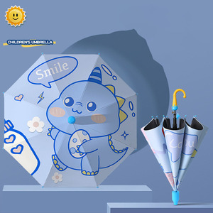 Parapluie pour enfants en polyester à 8 baleines, imperméable, motif dessin animé, pour le soleil et la pluie, avec sifflet et poignée en forme de cornet, idéal pour la maternelle - Product Image 2