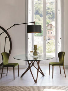 Ensemble <span class=keywords><strong>de</strong></span> <span class=keywords><strong>table</strong></span> à manger <span class=keywords><strong>en</strong></span> <span class=keywords><strong>verre</strong></span> au design moderne avec pieds <span class=keywords><strong>en</strong></span> bois, <span class=keywords><strong>table</strong></span> à manger ronde <span class=keywords><strong>en</strong></span> <span class=keywords><strong>verre</strong></span> - Product Image 3