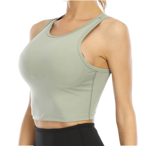 Ropa de gimnasio de alta calidad para mujer, chaleco sin mangas con costilla sólida con logotipo personalizado, camisetas de Yoga de secado rápido amigables con la piel, diseño sin costuras - Product Image 1