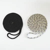 Corde de quai marine et de yacht double tressée, couleurs noir, bleu marine, blanc et doré, 1/4", 3/8", 1/2", 5/16", avec un œil à l'extrémité.