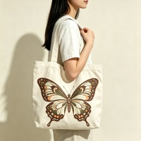 Sac fourre-tout en toile rétro personnalisé avec imprimé papillon, réutilisable, pour l'école, le sport, les activités quotidiennes des étudiants et les activités de plein air