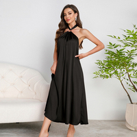 Robe de soirée élégante pour femmes, col halter, longue, coupe évasée, dos nu, design luxueux pour les occasions formelles de banquet, été/printemps