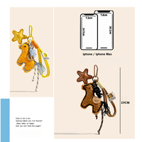 Porte-clés poney tricoté à la main de qualité supérieure, avec breloque étoile en peluche beige, impression numérique, doux, durable, pendentif esthétique pour sac, cadeau pour femme