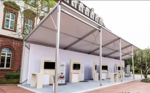 Tentes de réception WT Brand à armature droite pour salons professionnels et mariages - Tailles 15x40m, 30x40m, Logo personnalisé, Grande tente en PVC/ABS/verre - Product Image 6