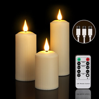 Bougie LED sans flamme rechargeable par USB Minuterie à 10 touches Télécommande Pilier cylindrique Lumière Bougie électronique étanche
