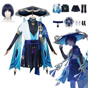 Wanderer <span class=keywords><strong>Scaramouche</strong></span> Genshin Impact <span class=keywords><strong>Cosplay</strong></span> Costume Halloween carnaval ensemble complet tissu Anime jeu de rôle pour homme Costume - Product Image 1