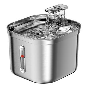 Gamelle carrée en acier inoxydable pour chien et chat, antidérapante, couleur argent, avec distributeur d'eau - Product Image 1