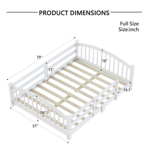 <span class=keywords><strong>Lit</strong></span> <span class=keywords><strong>Montessori</strong></span> complet avec lattes, barrières de sécurité et porte en bois massif - Montage facile pour filles et garçons - Naturel - Product Image 3
