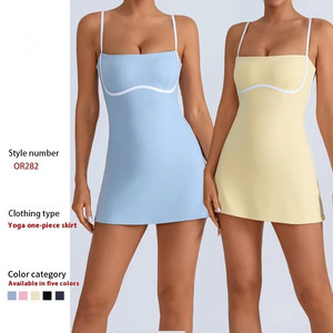 Robe pour <span class=keywords><strong>femme</strong></span> avec bretelles contrastées et coussinets de poitrine pour éviter les reflets, leggings pour le sport et la remise en forme, <span class=keywords><strong>jupe</strong></span> de <span class=keywords><strong>tennis</strong></span> - Product Image 2
