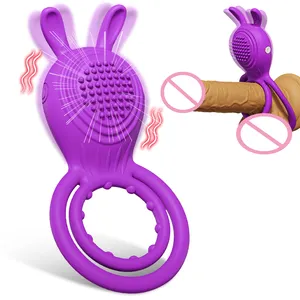 Mesin masturbasi pria menunda ejakulasi mainan seks cincin lengan Wireless APP Vibrator Double bergetar cincin penis