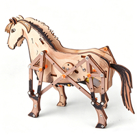 Set de Construcción de Modelo de Caballo 3D, Madera de Abedul Sostenible, Actividad Montessori, Juguete Educativo Resistente, Caja de Engranajes