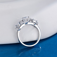 Bagues de luxe pour femmes Grace Jewel, uniques et personnalisées, en argent sterling 925 plaqué rhodium, 3 pièces, avec zircon cubique taille princesse, fines