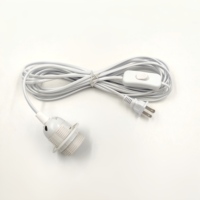 Prise plate standard américaine avec interrupteur à bouton 303 + support de lampe à anneau unique à filetage complet E26 + cordon d'alimentation de 6 mètres