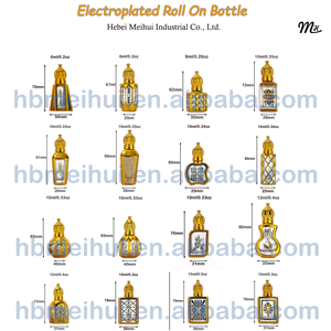 En stock, flacon de parfum en verre à bille de style moyen-oriental, plaqué or, 0,2 oz, 0,4 oz, flacons à bille en verre vides - Product Image 5