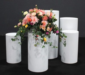 Base <span class=keywords><strong>de</strong></span> Exhibición Metálica, Pedestales Cilíndricos para Fiestas, Bodas, Decoración <span class=keywords><strong>de</strong></span> Cumpleaños, Base Circular Blanca para Bodas - Product Image 1