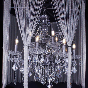 Lámpara colgante moderna de malla cilíndrica con cuentas de cristal, cadena ajustable, para decoración de hogar de lujo. - Product Image 6