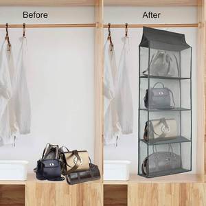 4-layer Fluoroscopy Multifunctional Storage Bag Stainless Steel Hanging Storage Bag Closet Organizer Gray - Product Image 4