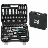 Lot de 108 outils de réparation automobile en acier au chrome-vanadium (CRV) avec douilles et clé à cliquet, garantie 3 ans pour garage domestique et OEM