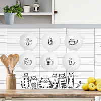 Mini assiettes à collation/appetizer en porcelaine fine, peintes à la main, motif chat de dessin animé mignon, écologiques, pour salade et dîner, 1 pièce/ensemble