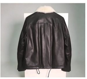 Nuova <span class=keywords><strong>Giacca</strong></span> in Pelle Imbottita con Collo in Pelliccia di Visone Naturale per Autunno e Inverno, Piumino Corto <span class=keywords><strong>Oversize</strong></span> da <span class=keywords><strong>Donna</strong></span> con Orlo Annodabile in Vita - Product Image 3