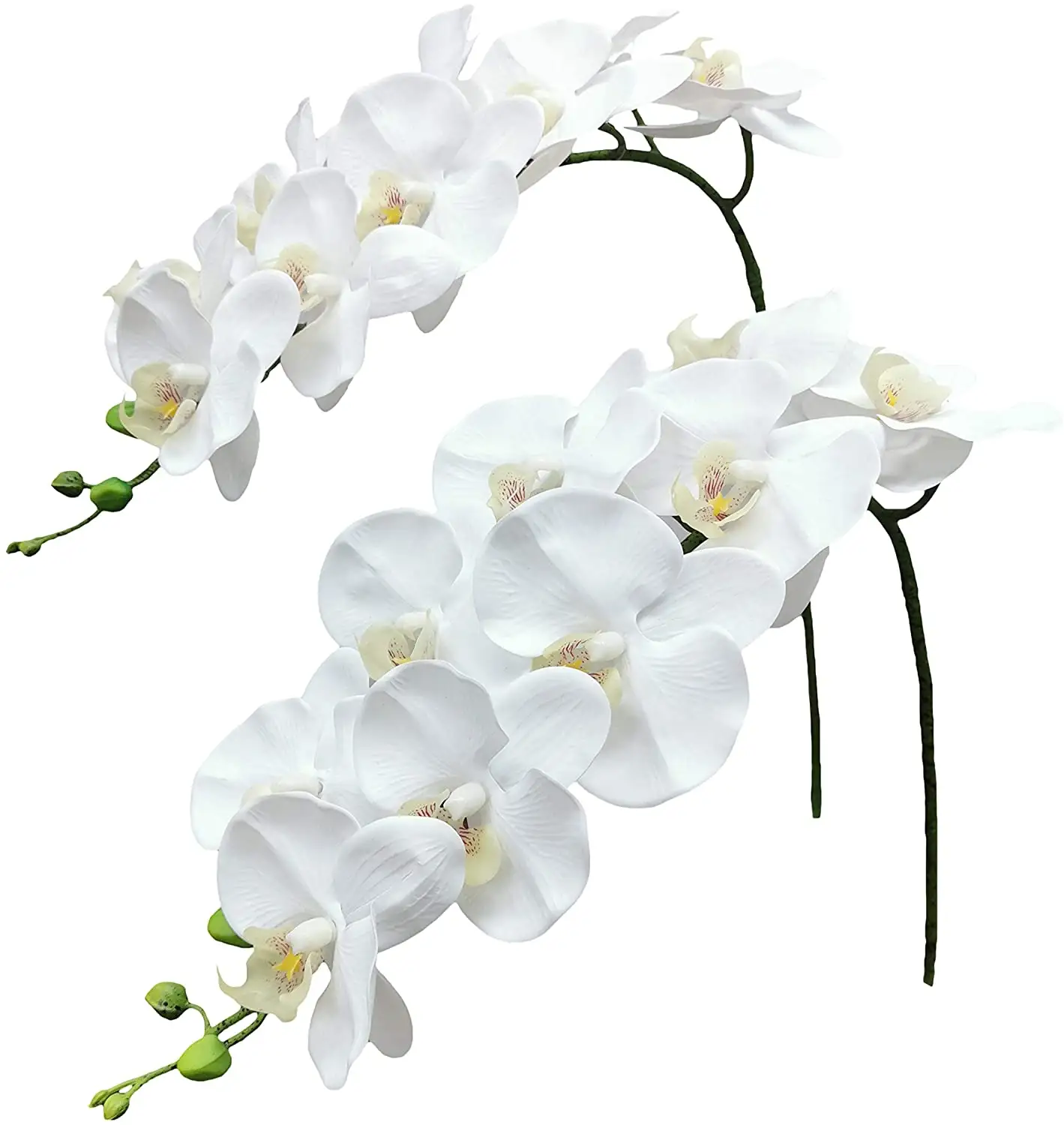 Orchidee Stengels Kunstbloemen Real Touch Latex Faux Phalaenopsis Takken 9 Grote Blooms 38 Inches 2 Stuks Wit