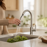 Robinet de cuisine monocommande moderne non métallique en céramique chromé avec filtre à eau, haute qualité, vente en gros