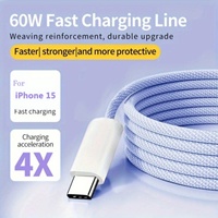 Cable de Carga Rápida USB C Tipo C de Nailon de 60W para iPhone 15 16 17 Pro Max Samsung S26 Xiaomi 17 14 13