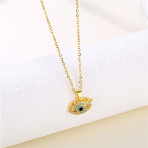 Colliers Ojos <span class=keywords><strong>Turcos</strong></span> en acier inoxydable 316L, collier yeux en Zircon cubique, cristal bleu, colliers yeux turcs - Product Image 2