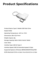 Flashdisk USB Dual-Interface 5Gbps Kecepatan Tinggi Desain Gantungan Kunci 64GB Bahan Logam Zinc Alloy Perak Cocok untuk Kantor dan Perjalanan