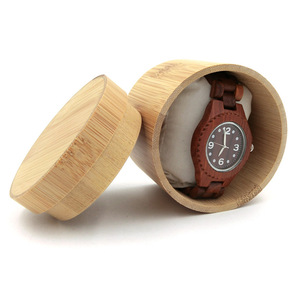 Boîte à montres ronde moderne en <span class=keywords><strong>bois</strong></span> avec accessoires en bambou <span class=keywords><strong>vintage</strong></span> Boîte à lunettes pliable en tube de bambou Boîte de rangement - Product Image 4