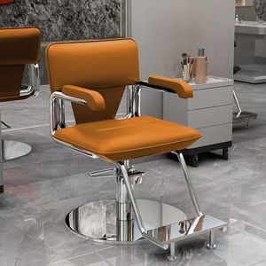 Chaise de coiffure K Barbershop - Chaise de barbier élégante, réglable et rotative avec structure en acier inoxydable, tendance actuelle - Product Image 3
