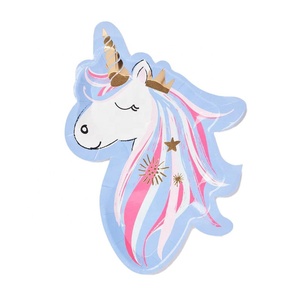 จานกระดาษลายยูนิคอร์นขนาดสั่งทำได้สำหรับเด็ก  ชุดภาชนะใช้แล้วทิ้งสำหรับงานวันเกิดเด็กผู้หญิง - Product Image 2