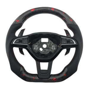 Spot New Products Forged Carbon Fiber Perforated Leather Steering <b>Wheel</b> for Skoda Octavia Car Steering <b>Wheel</b> - Product Image 1