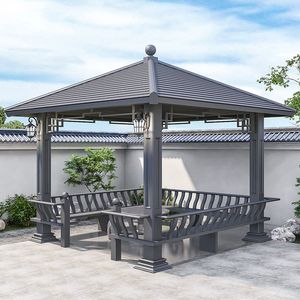 Outdoor pergola courtyard villa garden outdoor ironwork shade <b>canopy</b> open-air terrace <b>roof</b> aluminum pavilion - Product Image 2