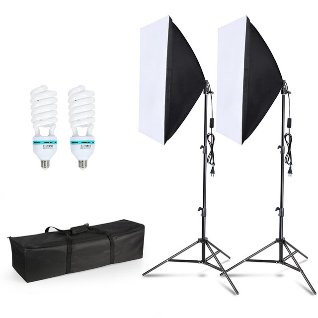 KAMPHO Softbox Lighting Kit, 135W 5500K E27 LED Bulb 50*70cm Soft Box for Continuous Photography Studio Light Equipment